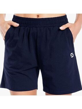 Spowind Navy  Blue Women's Cotton Elastic Shorts With Pockets NWT  Size S